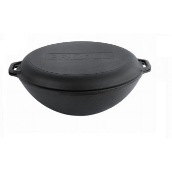 Impregnuotas ketaus WOK kazanas su dangčiu- keptuve, 8 l